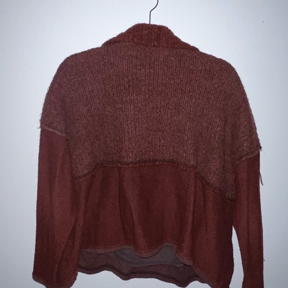 Free People Boho Oversized Pullover in Textured Red Knit - Picture 5 of 6